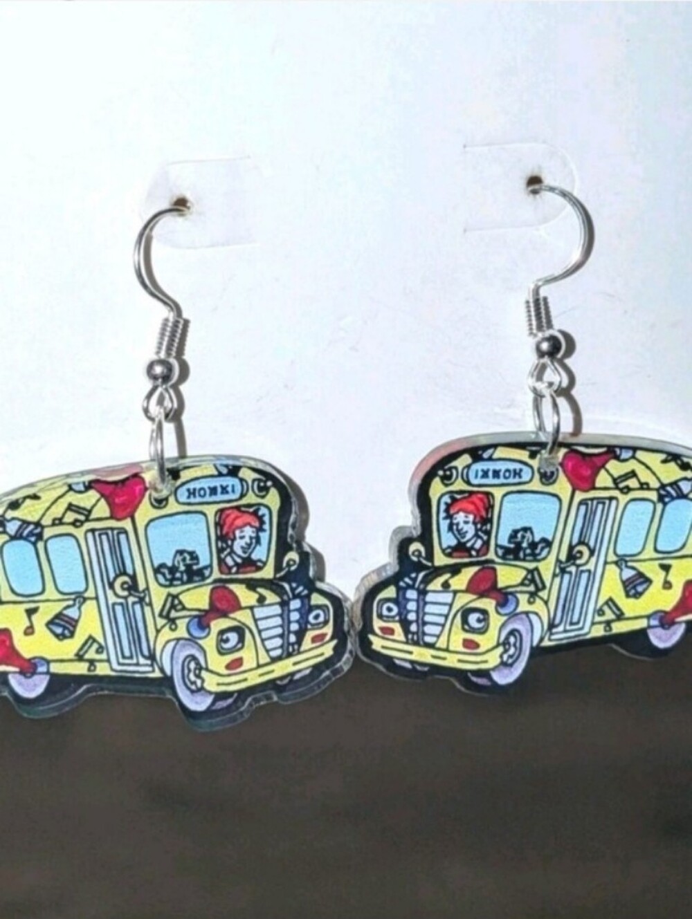 School Bus Acrylic Drop Earrings - Yellow